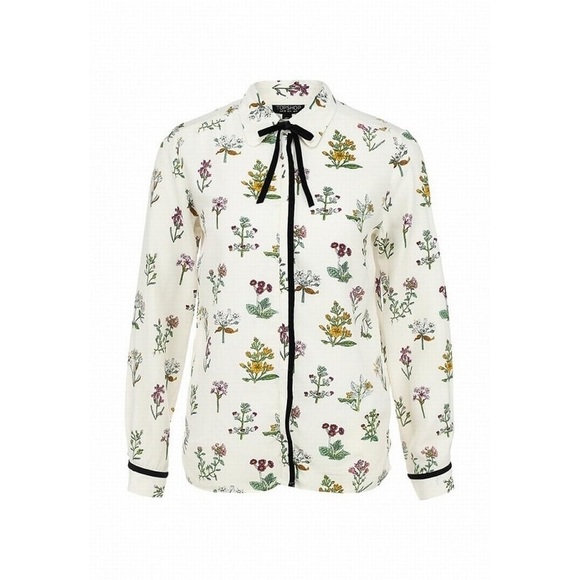 Botanical button up blouse with velvet trim - Picture 8 of 8